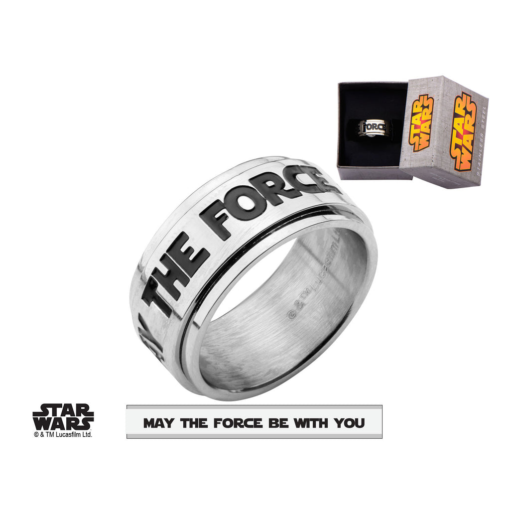 Star Wars: "May the Force..." Quote Spinner Ring 316 Stainless Steel - Trustmark Jewelers - Mens Rings - 2