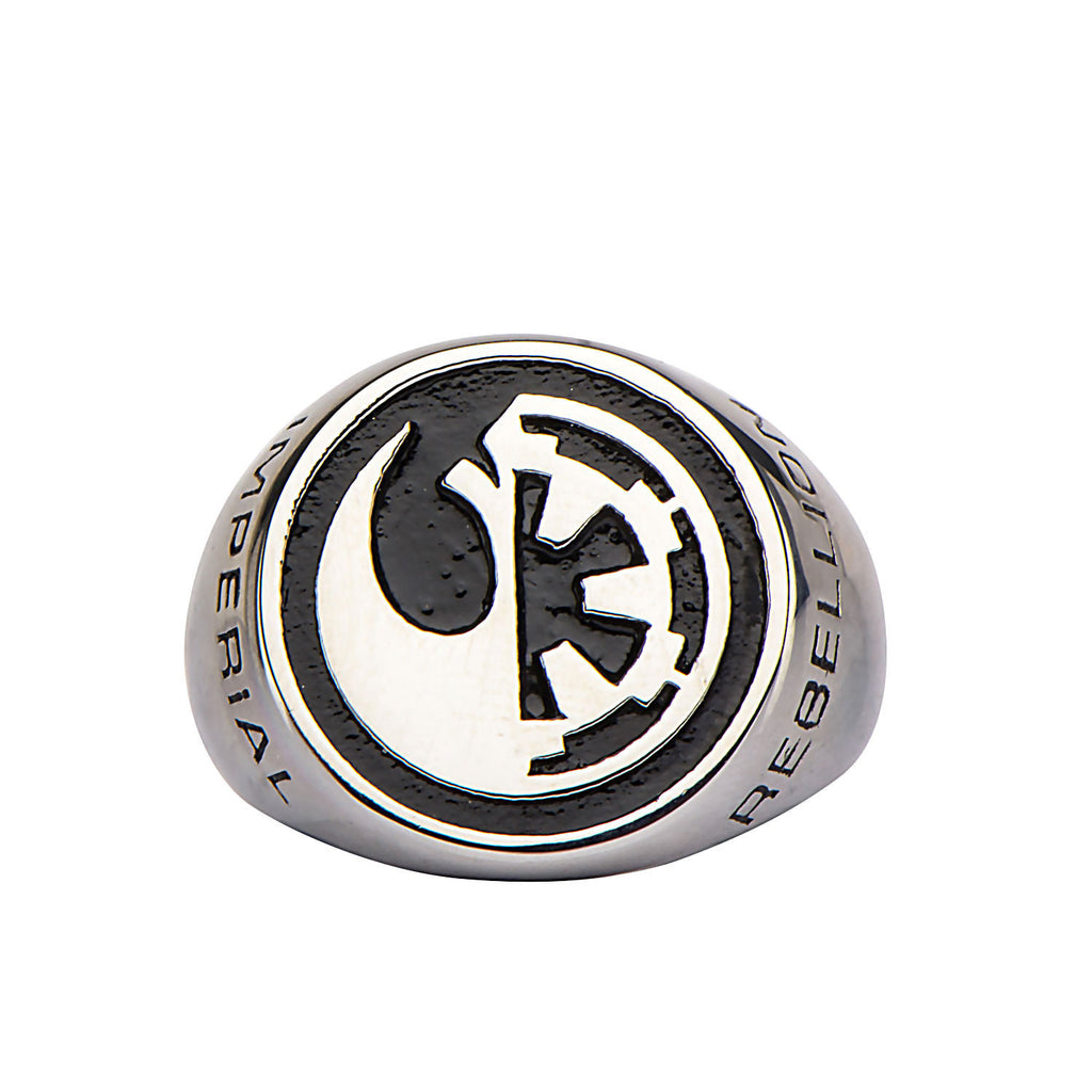 Star Wars: Rogue One Rebel Alliance/Galactic Empire Symbol Ring Stainless Steel - Trustmark Jewelers - Mens Rings - 1