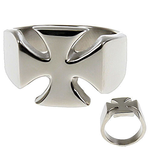 Rafferty: Mens 316L Cast Stainless Steel Maltese Cross Biker's Ring - Trustmark Jewelers - Mens Rings