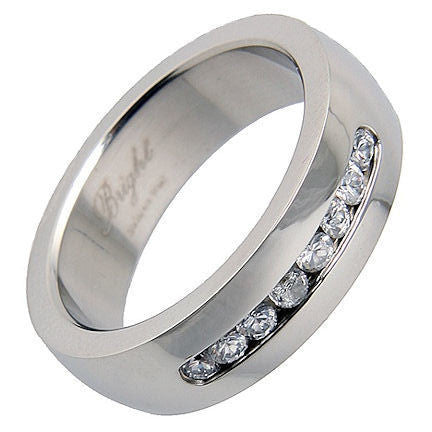 Palmer Russian Ice on Fire CZ Stainless Steel Wedding Band Ring Trustmark Jewelers