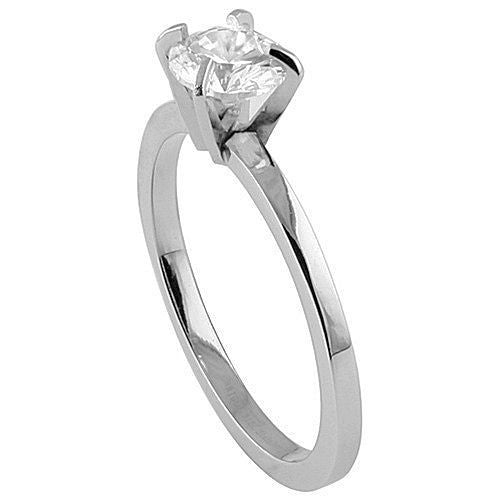 Jackie: 1.0ct Brilliant-cut Ice on Fire CZ Steel Engagement Ring - Trustmark Jewelers - Engagement Rings - 1