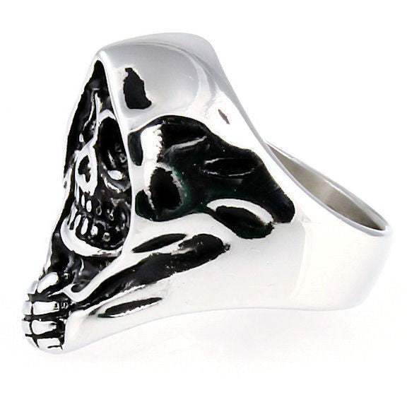Damien: Mens Grim Reaper Biker Skull Ring Cast 316L Stainless Steel - Trustmark Jewelers - Mens Rings - 3
