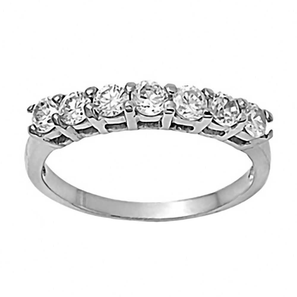 Prunella: 0.77ct 7 stone Russian IOF CZ Semi-eternity Wedding Band - Trustmark Jewelers - Wedding Bands
