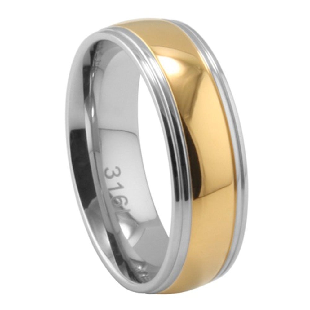 Two-Tone Comfort Fit Unisex Wedding Band 316 Stainless Steel - Trustmark Jewelers - Wedding Bands