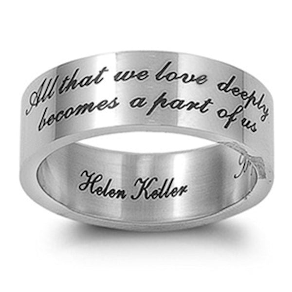 Inspirational Hellen Keller Quote Wedding Band 316 Stainless Steel - Trustmark Jewelers - Wedding Bands