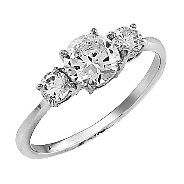 Sitara: 1.75ct 3 Stone Russian IOF CZ Stainless Steel Engagement Ring - Trustmark Jewelers - Engagement Rings