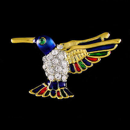 Colorful Flying Hummingbird Crystal Lapel Tack Pin - Trustmark Jewelers - Pins and Brooches