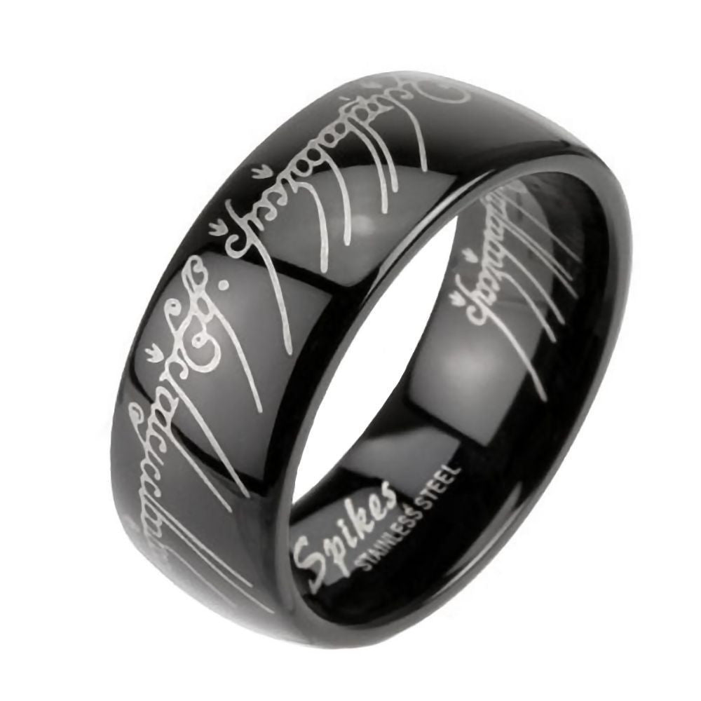 Macy's Men's Carved Two-Tone Wedding Band in Sterling Silver & Black Rhodium-Plate  - Macy's