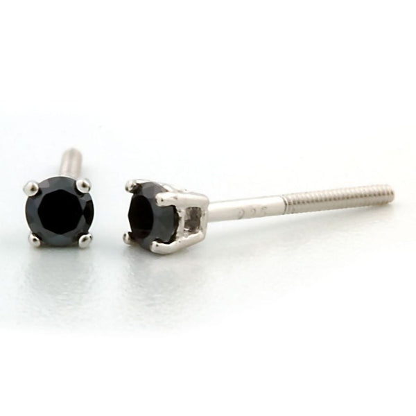 Chris: 3mm, 0.2ct Black Ice Simulated Diamond CZ Screw Back Earrings - Trustmark Jewelers - Earrings - 1