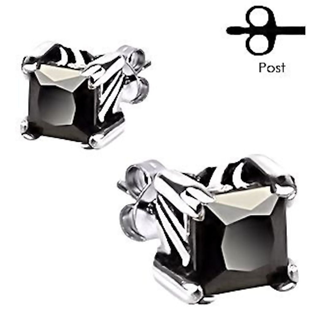 Kanga: 2.60ct Black Ice Diamond CZ 316L Steel Earrings Tribal Accents - Trustmark Jewelers - Earrings - 3