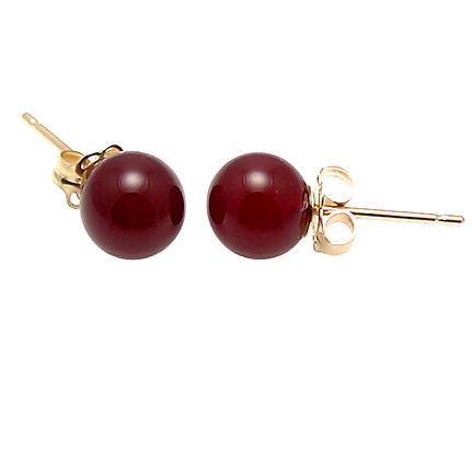 6mm Carnelian Ball Stud Earrings 14K Yellow Gold - Trustmark Jewelers - Earrings - 2