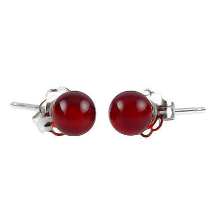 4mm Carnelian Ball Stud Earrings Sterling Silver - Trustmark Jewelers - Earrings - 2