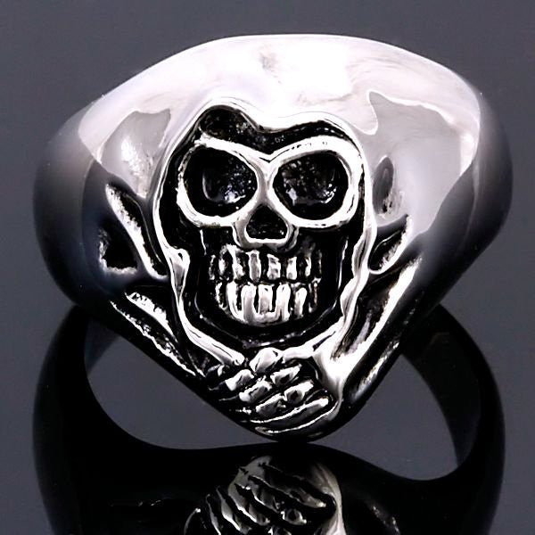 Damien 2: Smaller Mens 316L Stainless Steel Grim Reaper Skull Ring - Trustmark Jewelers - Mens Rings - 1