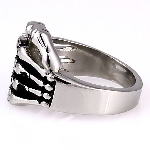 Laredo: Mens Biker Carved Skulls Hand Ring 316L Stainless Steel - Trustmark Jewelers - Mens Rings - 3