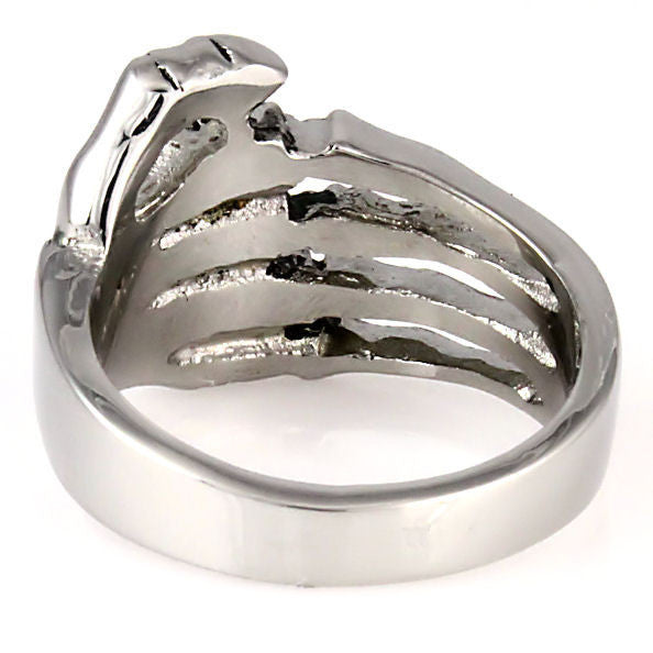 Laredo: Mens Biker Carved Skulls Hand Ring 316L Stainless Steel - Trustmark Jewelers - Mens Rings - 4