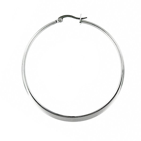 Daisy: 18mm Flat Oval Hoop Earrings 316 Steel - Trustmark Jewelers - Earrings
