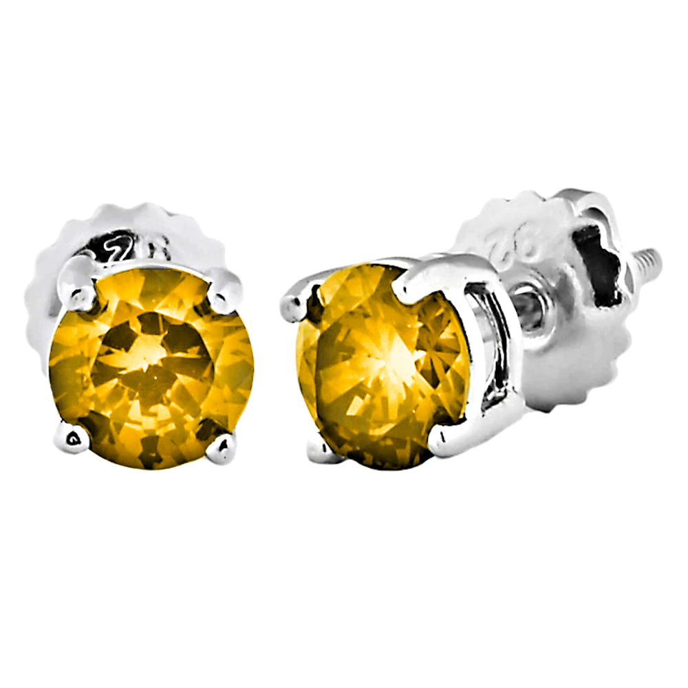 Trustmark Citrine Ice CZ Screw Back Earrings Sterling Silver