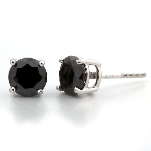 Chris: 6mm, 1.50ct Black Ice Simulated Diamond CZ Screw Back Earrings - Trustmark Jewelers - Earrings - 1