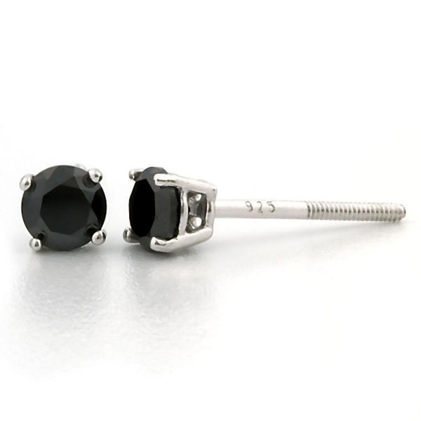 Chris: 4mm, 0.5ct Black Ice Simulated Diamond CZ Screw Back Earrings - Trustmark Jewelers - Earrings - 1