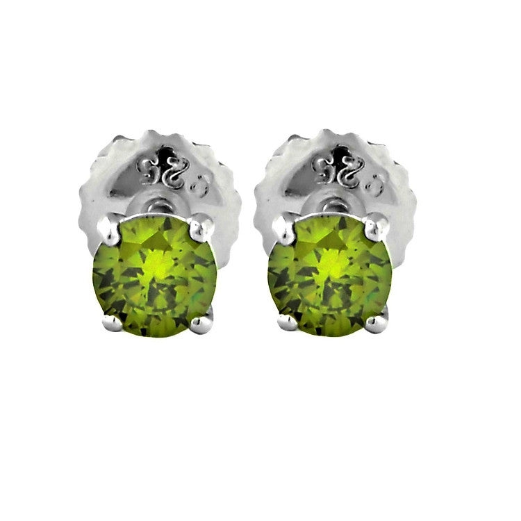 Ellah: 3mm, 0.20ct Peridot Ice CZ Screw Back Earrings Sterling Silver - Trustmark Jewelers - Earrings - 2