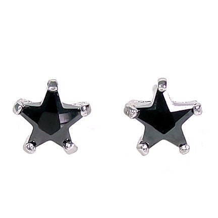 Serena: 6mm Star Cut Simulated Black Ice Diamond CZ Stud Earrings - Trustmark Jewelers - Earrings - 1