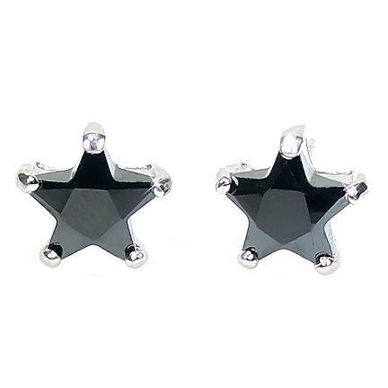 Serena: 8mm Star Cut Simulated Black Ice Diamond CZ Stud Earrings - Trustmark Jewelers - Earrings - 1