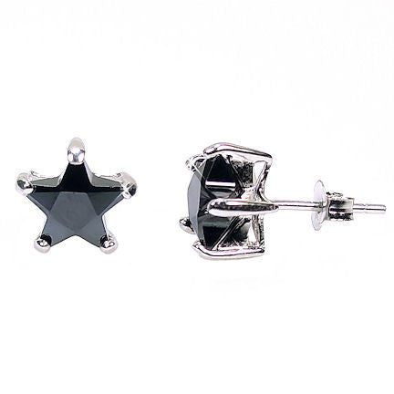 Serena: 8mm Star Cut Simulated Black Ice Diamond CZ Stud Earrings - Trustmark Jewelers - Earrings - 2