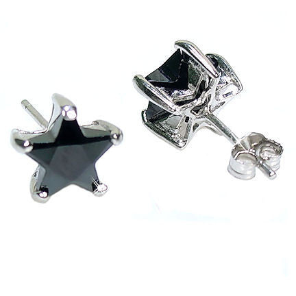 Serena: 8mm Star Cut Simulated Black Ice Diamond CZ Stud Earrings - Trustmark Jewelers - Earrings - 3