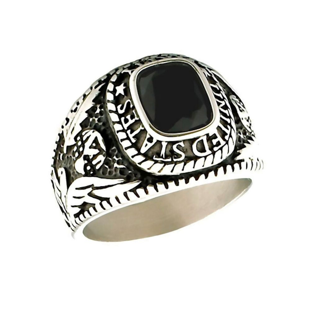 Hood: Mens US Army 316L Stainless Steel Ring Military Veterans Gift - Trustmark Jewelers - Mens Rings - 2