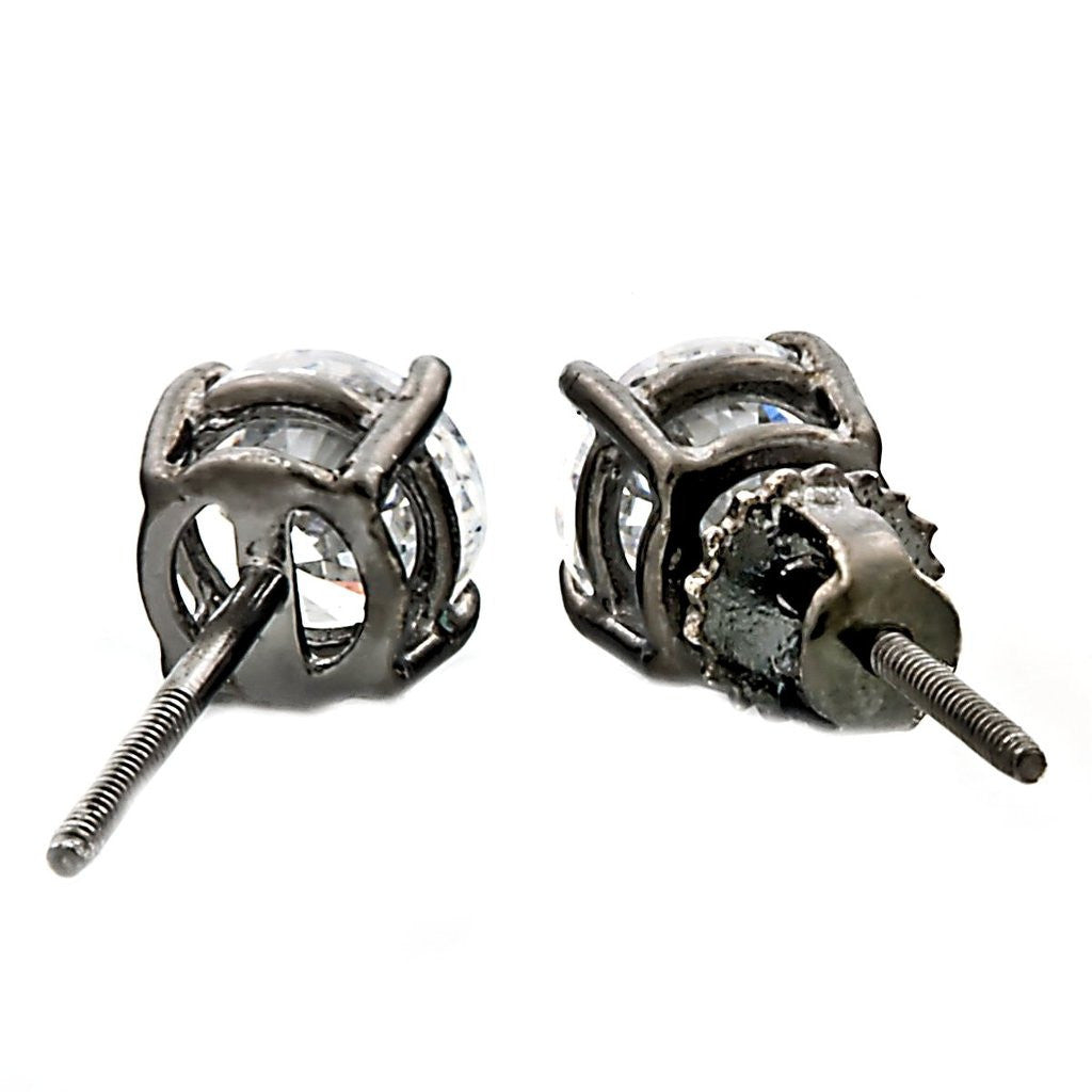 Denny: 6.5mm, 2.0ct IOF CZ Black Rhodium Finish Screw Back Earrings - Trustmark Jewelers - Earrings - 4