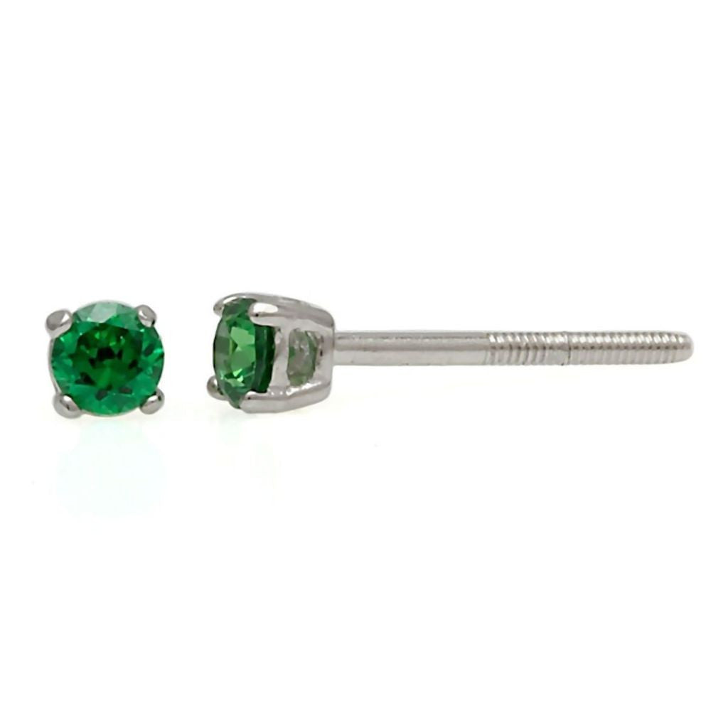 Brazil: 3mm, 0.20ct Emerald Green Russian Ice CZ Screw Back Earrings - Trustmark Jewelers - Earrings - 1
