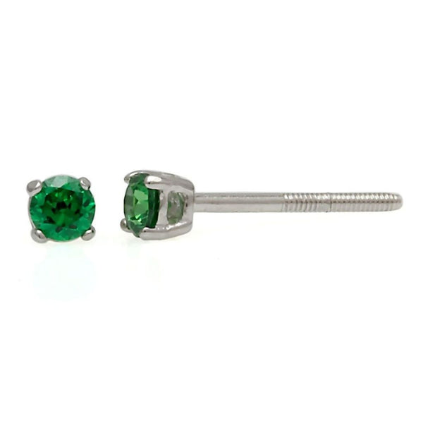 Brazil: 3mm, 0.20ct Emerald Green Russian Ice CZ Screw Back Earrings - Trustmark Jewelers - Earrings - 1