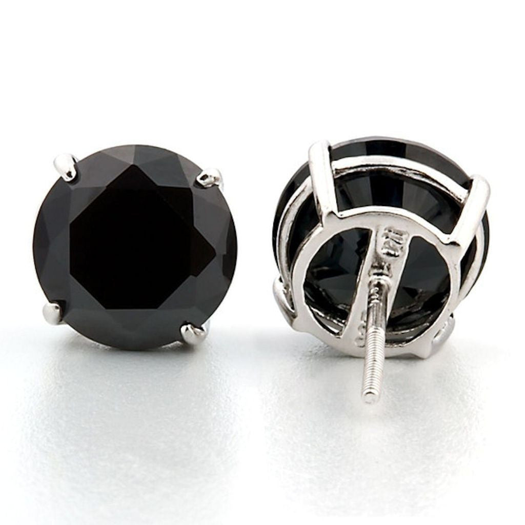 Chris: 10mm, 8.0ct Black Ice Simulated Diamond CZ Screw Back Earrings - Trustmark Jewelers - Earrings - 3
