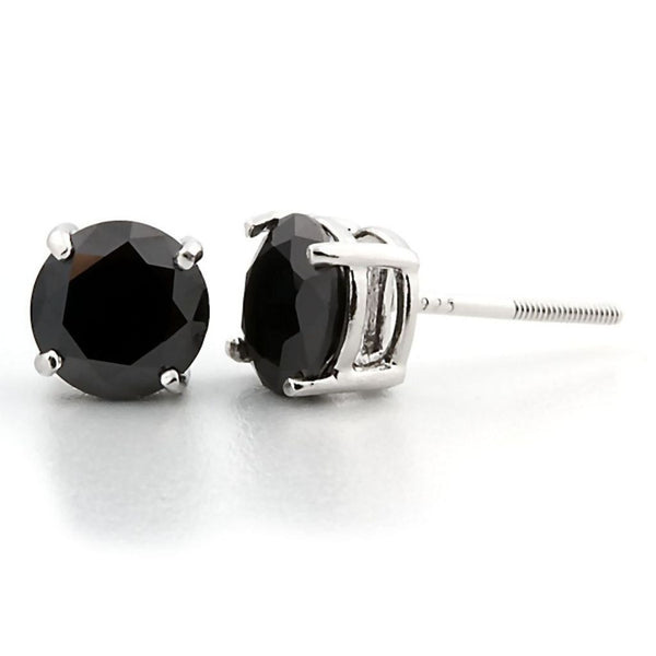 Chris: 7mm, 2.50ct Black Ice Simulated Diamond CZ Screw Back Earrings - Trustmark Jewelers - Earrings - 1