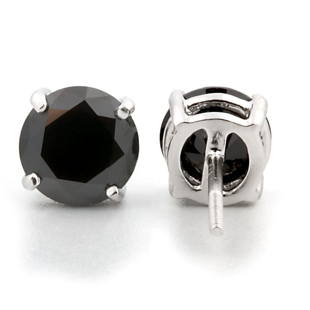 Chris: 7mm, 2.50ct Black Ice Simulated Diamond CZ Screw Back Earrings - Trustmark Jewelers - Earrings - 3