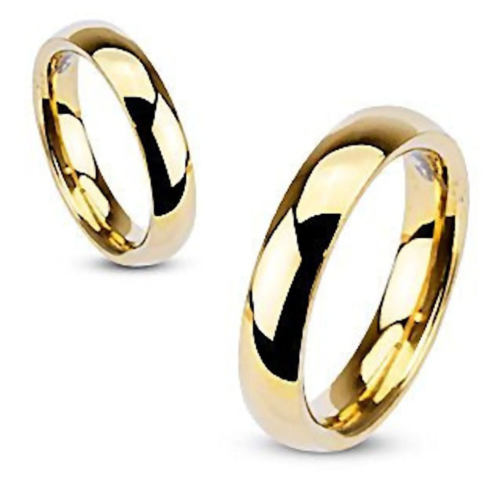 Sierra: Gold 4mm Domed Comfort Fit Stainless Steel Wedding Band Ring - Trustmark Jewelers - Wedding Bands - 2