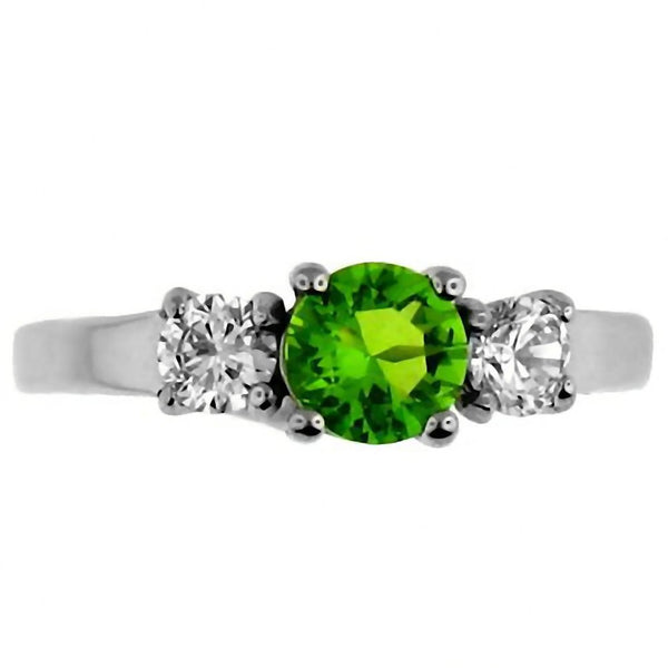 Onnika: 1.25c 3 Stone Peridot Ice CZ 316 Steel Engagement Ring - Trustmark Jewelers - Engagement Rings