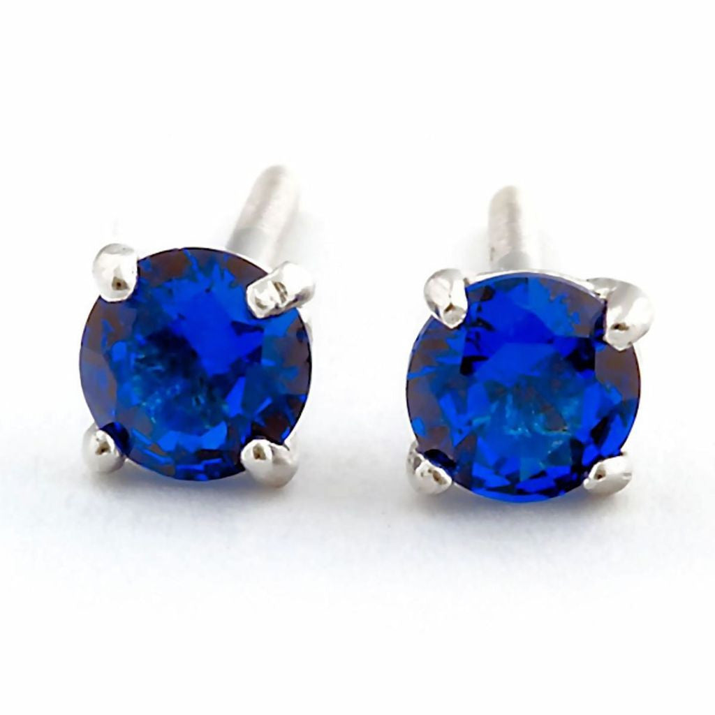 Virgo: 4mm, 0.50ct Created Ceylon Sapphire Screw Back Earrings 925 SS - Trustmark Jewelers - Earrings - 2