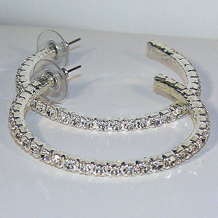 Delicia: 52mm Swarovski Crystal Rhinestone Hoop Post Earrings - Trustmark Jewelers - Earrings - 4