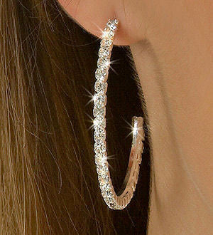 Delicia: 52mm Swarovski Crystal Rhinestone Hoop Post Earrings - Trustmark Jewelers - Earrings - 3