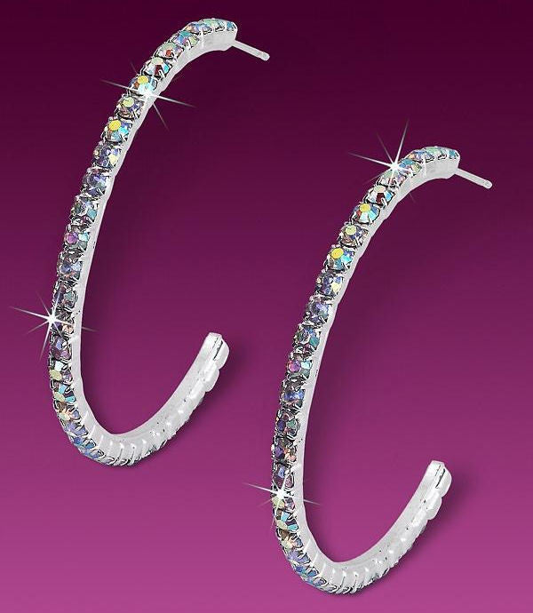 Delilah: 52mm AB Swarovski Crystal Rhinestone Hoop Post Earrings - Trustmark Jewelers - Earrings - 2