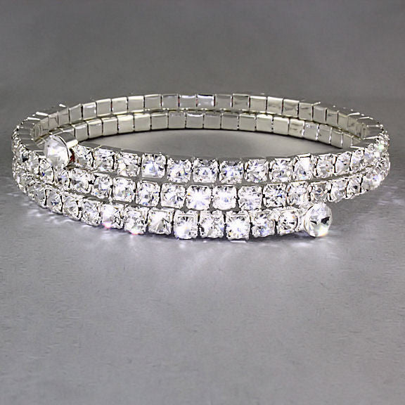 Brianna: 2 Row Wrap Around Swarovski Crystal Flex Cuff Bangle Bracelet - Trustmark Jewelers - Bracelets - 1