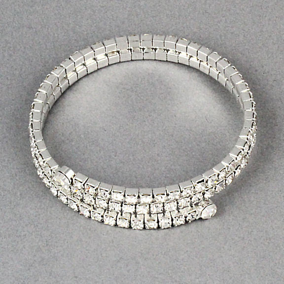 Brianna: 2 Row Wrap Around Swarovski Crystal Flex Cuff Bangle Bracelet - Trustmark Jewelers - Bracelets - 2