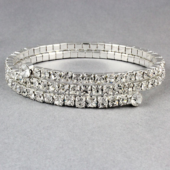 Brianna: 2 Row Wrap Around Swarovski Crystal Flex Cuff Bangle Bracelet - Trustmark Jewelers - Bracelets - 3