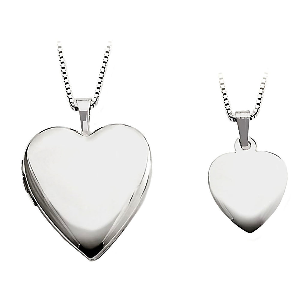 Plain Just Like Mommy 925 Silver Heart Locket and Pendant Necklace Set - Trustmark Jewelers - Pendants and Necklaces - 1