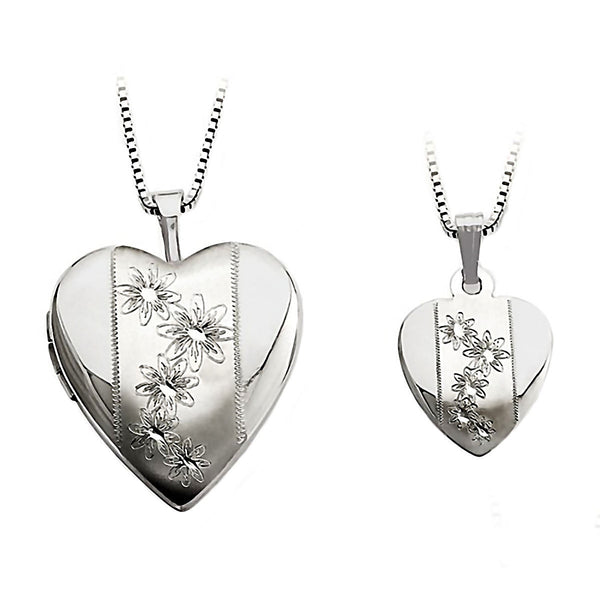 Flowers Just Like Mommy 925 Sterling Silver Locket and Pendant Necklace Set - Trustmark Jewelers - Pendants and Necklaces - 1