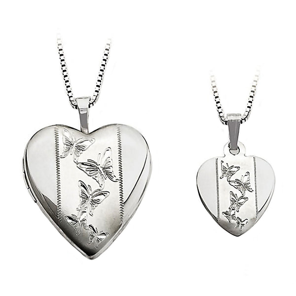 Butterfly Just Like Mommy 925 Sterling Silver Locket and Pendant Necklace Set - Trustmark Jewelers - Pendants and Necklaces - 1