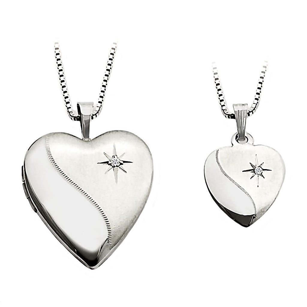 Star Just Like Mommy Genuine Diamond 925 Silver Locket and Pendant Necklace Set - Trustmark Jewelers - Pendants and Necklaces - 1