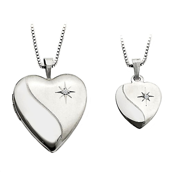Star Just Like Mommy Genuine Diamond 925 Silver Locket and Pendant Necklace Set - Trustmark Jewelers - Pendants and Necklaces - 1