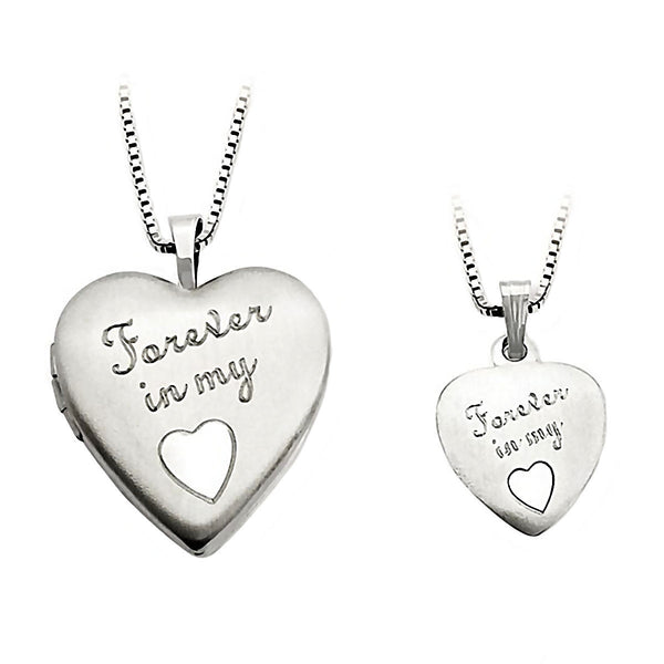 Forever in my Heart Just Like Mommy 925 Silver Locket and Pendant Necklace Set - Trustmark Jewelers - Pendants and Necklaces - 1
